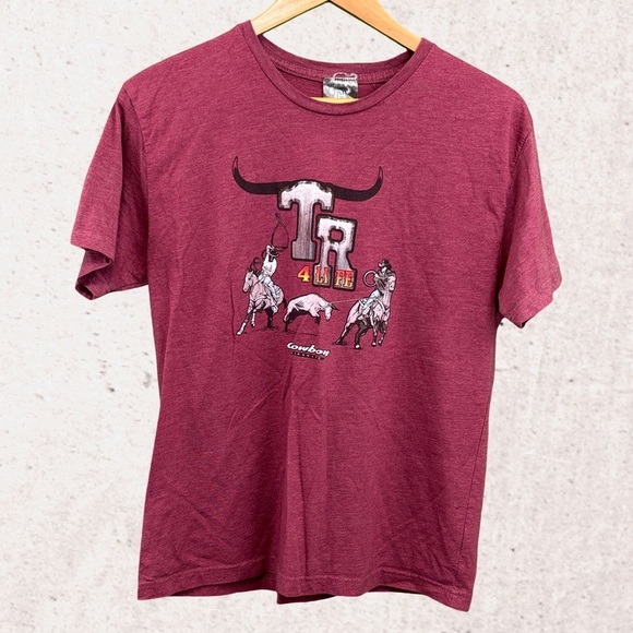 Burgundy Short Sleeve Graphic Tee with Crew Neck - Picture 1 of 4